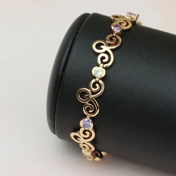 ✔ACCEPT OFFER Jewelry - Elegant Rose Gold Bracelet with Multicolor Stones, XPBL0690